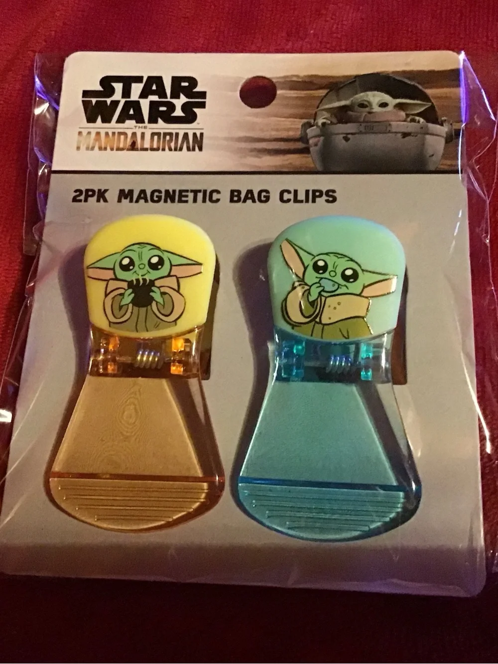 Star Wars The Mandalorian Grogu Magnetic Bag Clips - Green, Gold, Blue